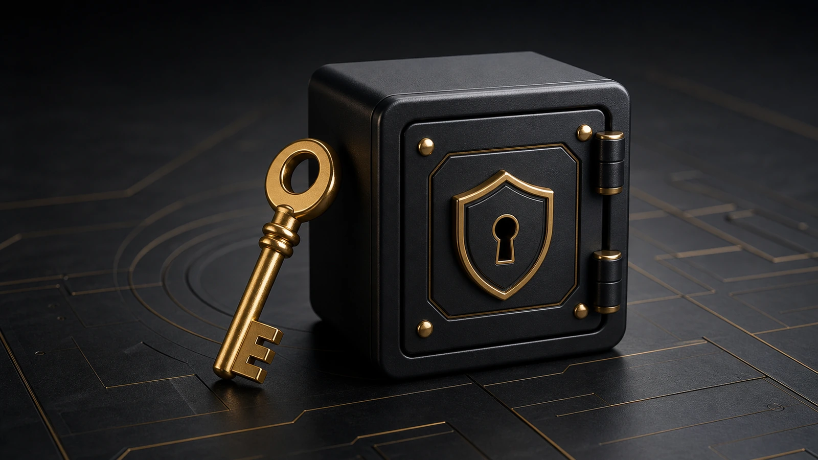 Abstract encryption key and local vault card illustration